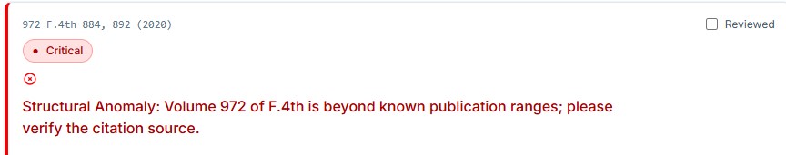 Red flagged citation in a legal brief